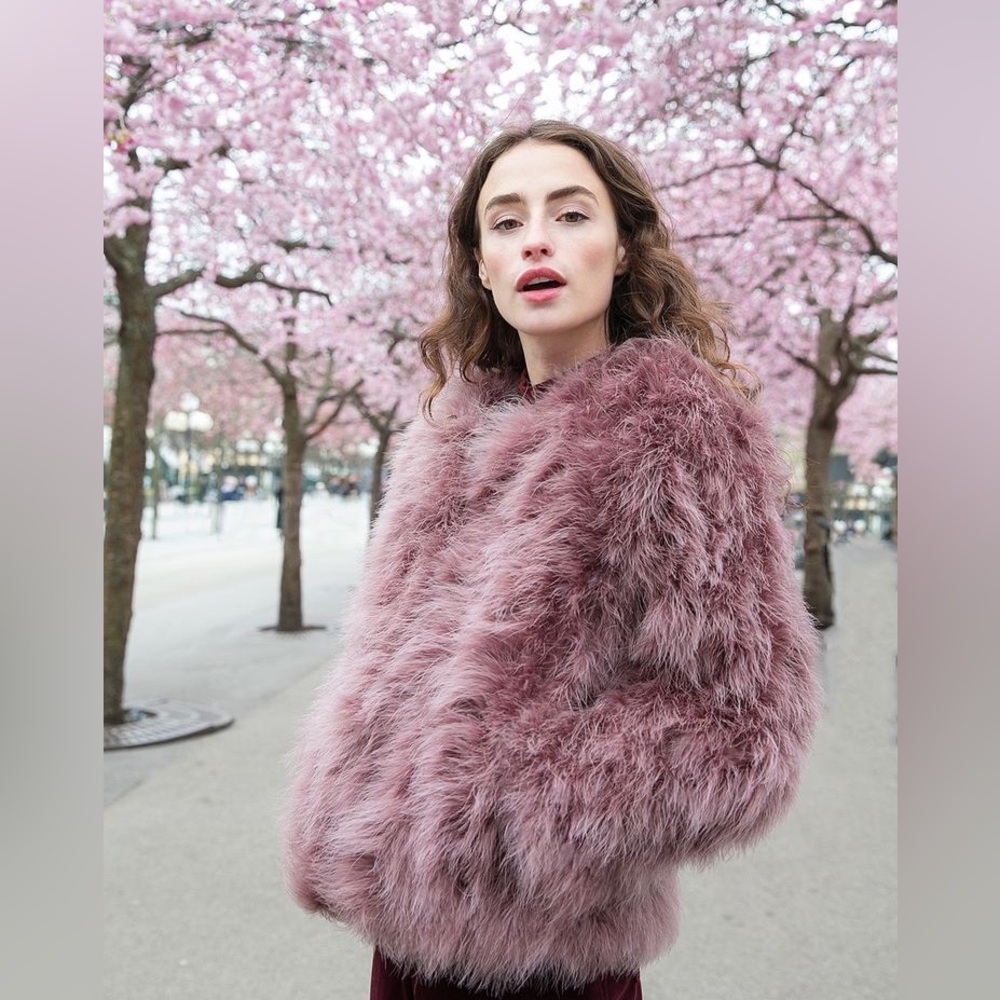 Pello Bello Fluffy Feather Jacket Dusty Rose